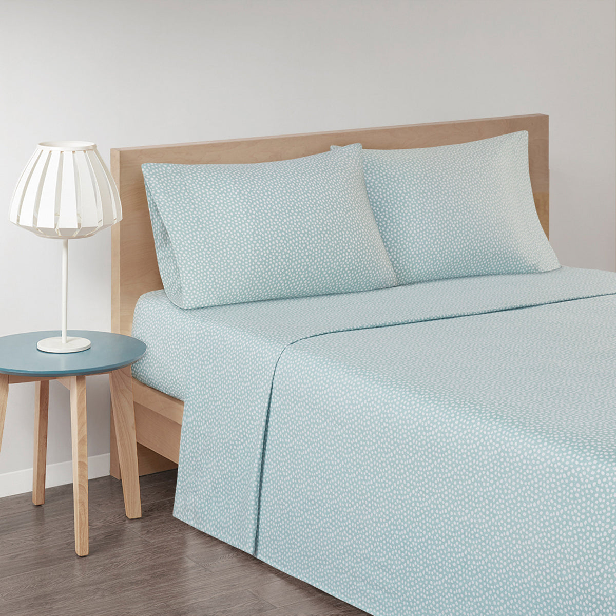 Cozy Cotton Flannel Printed Sheet Set - Aqua Dots