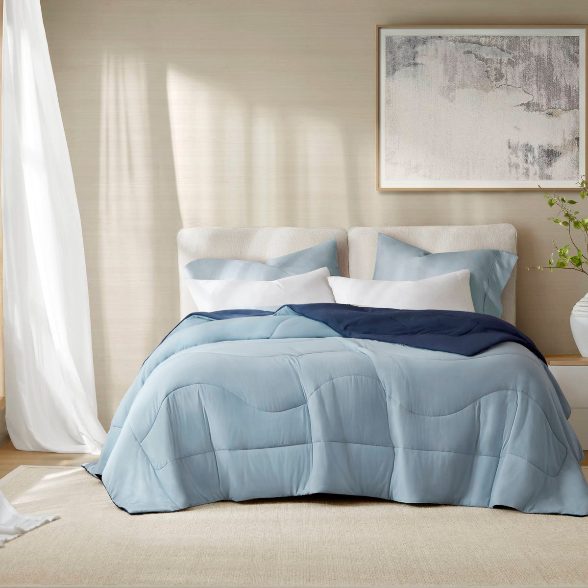 Cooling Reversible Tencel Comforter Blanket - Blue