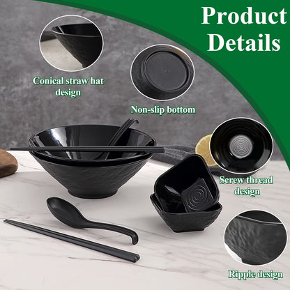 ReaNea 40oz Ramen Bowl Set with Chopsticks, Spoons & Dipping Bowls (2 Pack)
