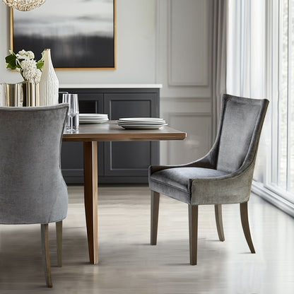 Ultra Upholstered Dining Side Chairs with wood legs (Set of 2) - Dark Gray
