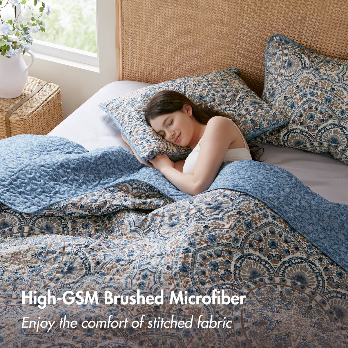 Valerie Boho Reversible Quilt - Blue