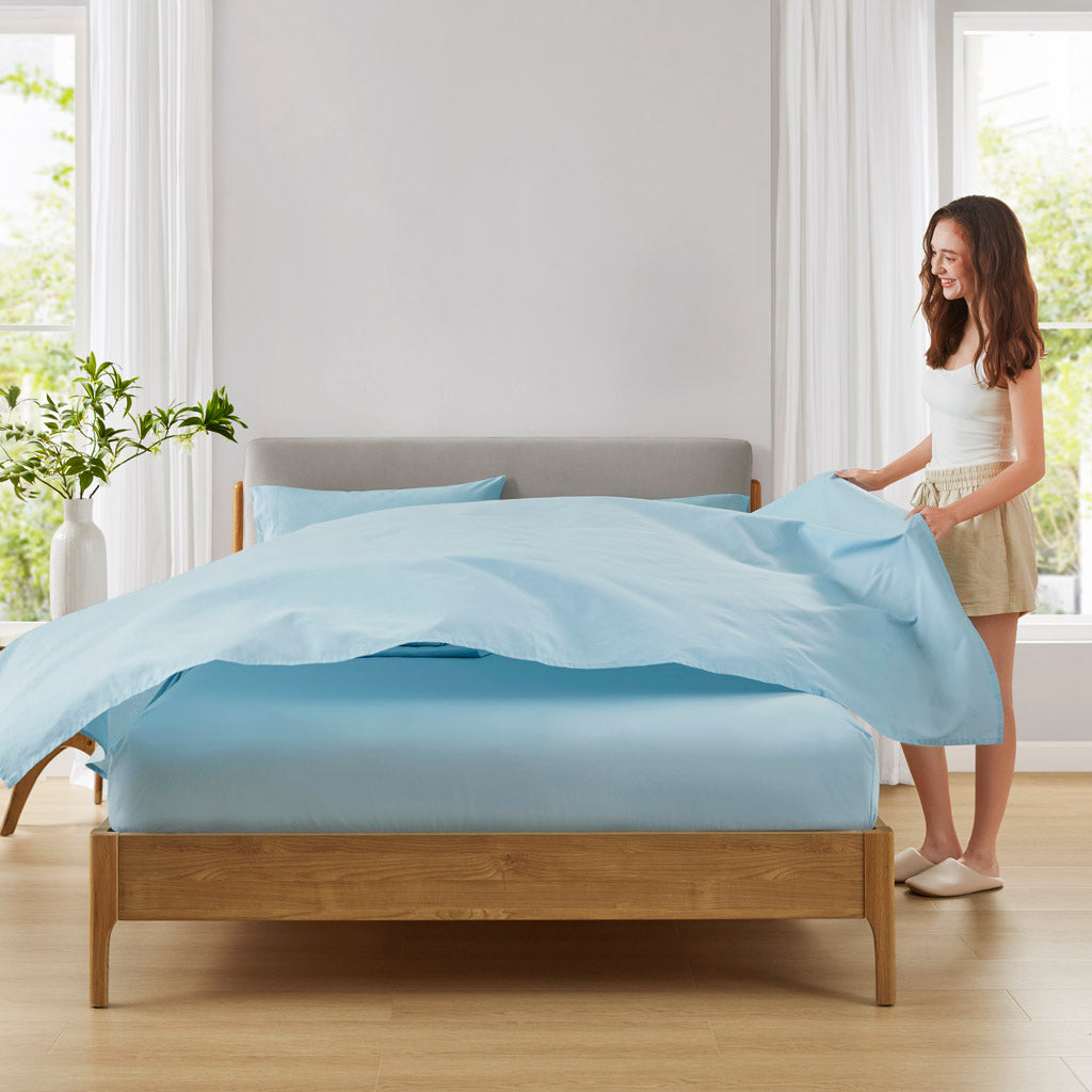 Cotton 144TC 100% Cotton Solid Sheet Set - Light Blue
