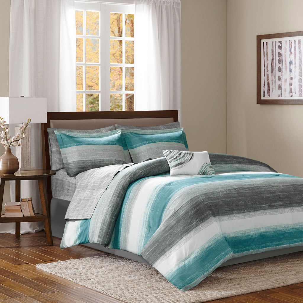 Saben Comforter Set with Cotton Bed Sheets - Aqua