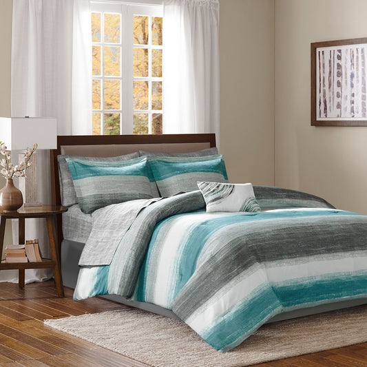 Saben Comforter Set with Cotton Bed Sheets - Aqua