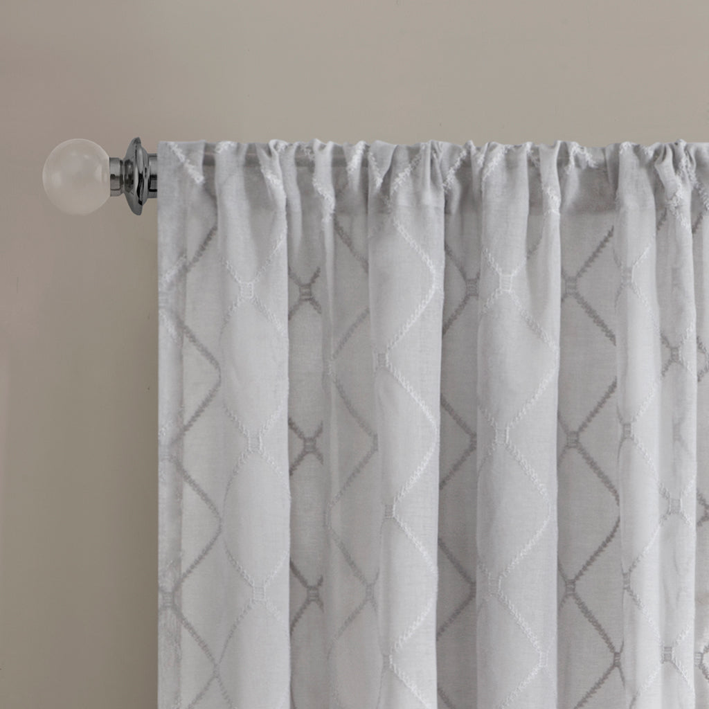 Irina Diamond Sheer Window Curtain Panel - Grey