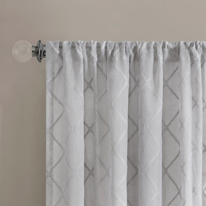 Irina Diamond Sheer Window Curtain Panel - Grey