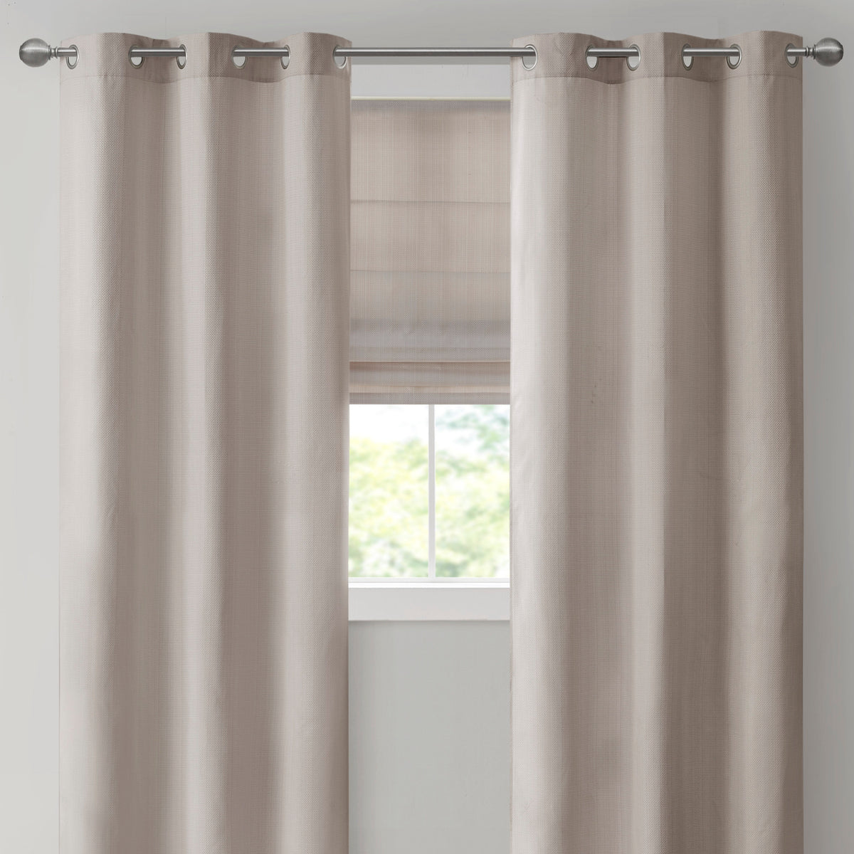 Galen Basketweave Cordless Roman Shade Collection - Taupe