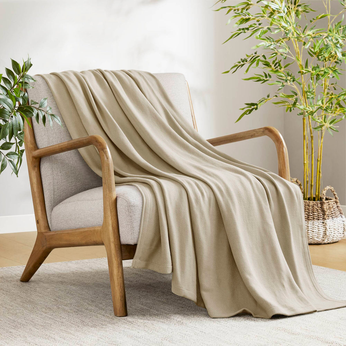 Bamboo Cotton Rayon Blanket - Khaki