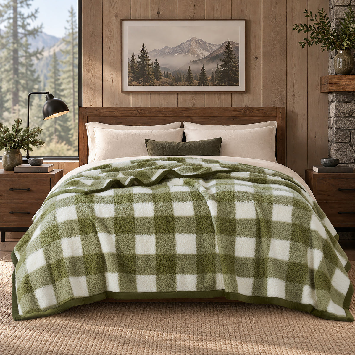 Burlington Berber Blanket - Green Buffalo