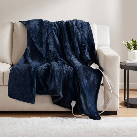 Heated Microlight to Berber Throw - Indigo