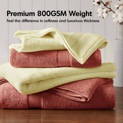 800GSM 100% Cotton 8 Piece Towel Set - Coral