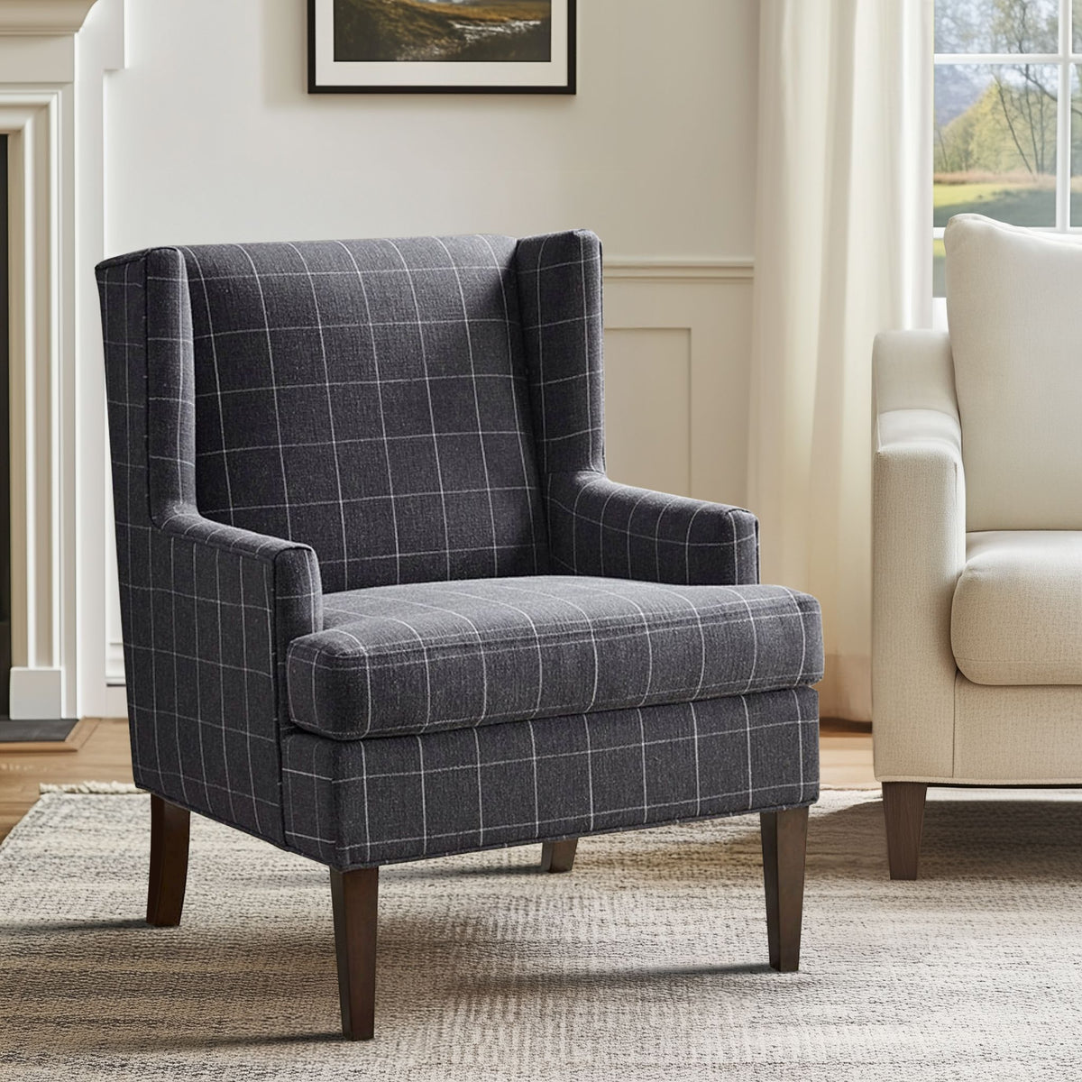 Decker Wingback Armchair - Charcoal