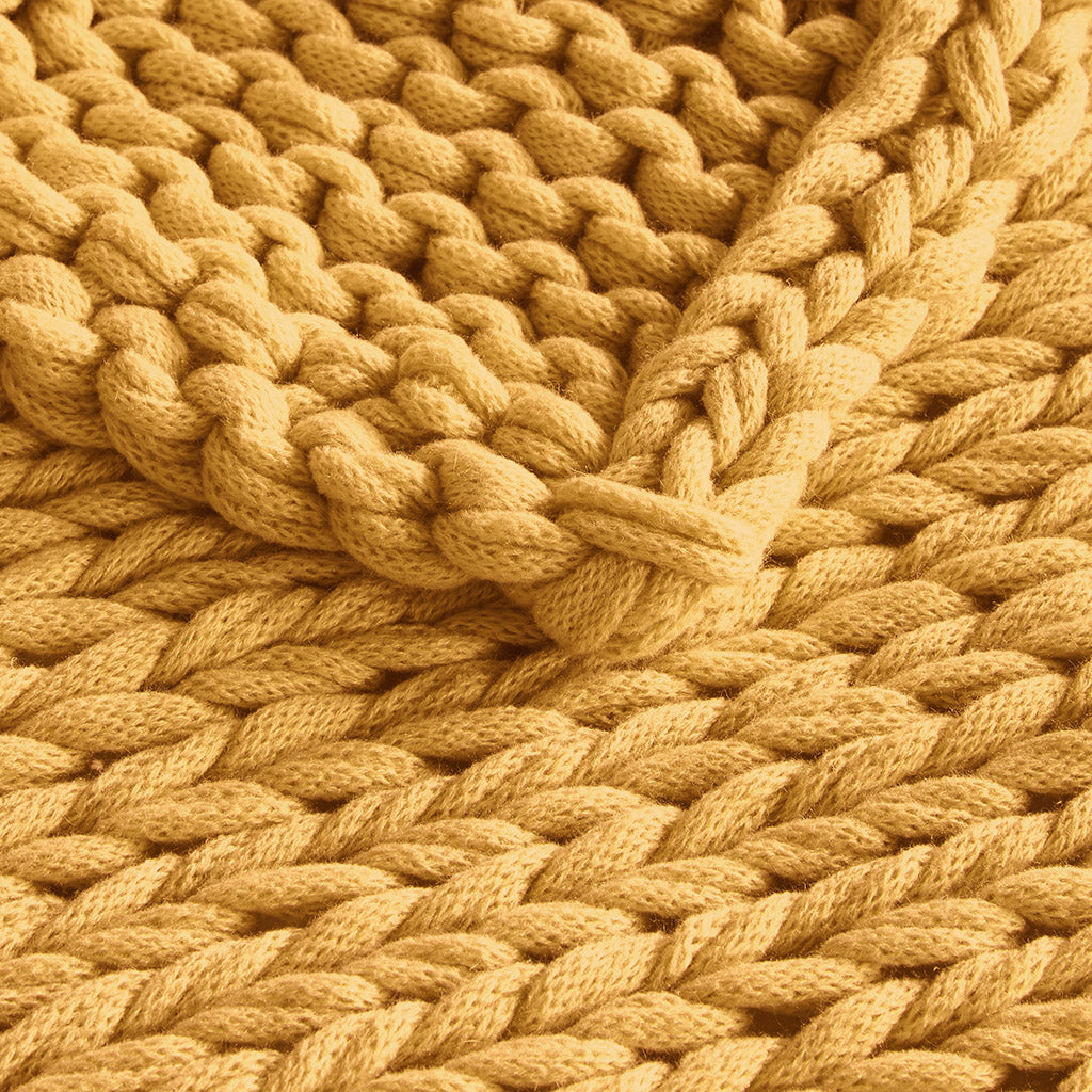 Chunky Double Knit Handmade Throw Blanket - Yellow