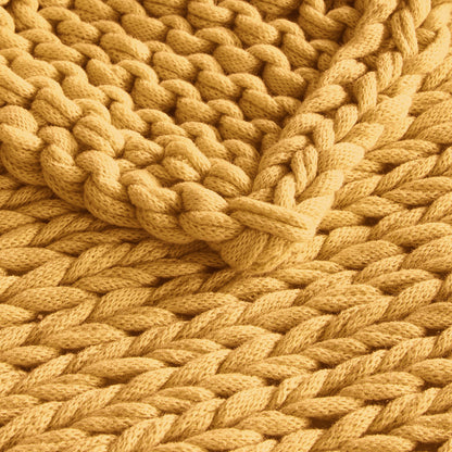 Chunky Double Knit Handmade Throw Blanket - Yellow