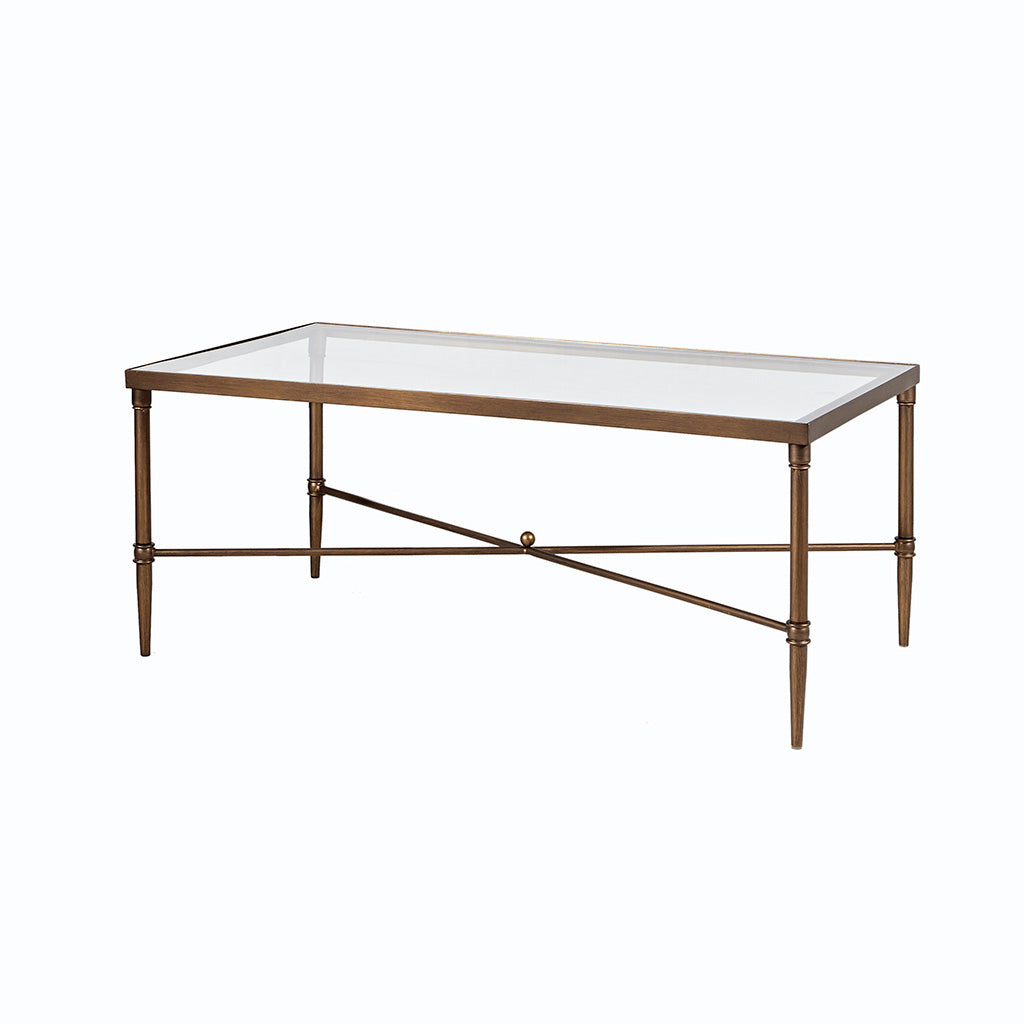 Porter Rectangular Metal & Glass Coffee Table - Bronze