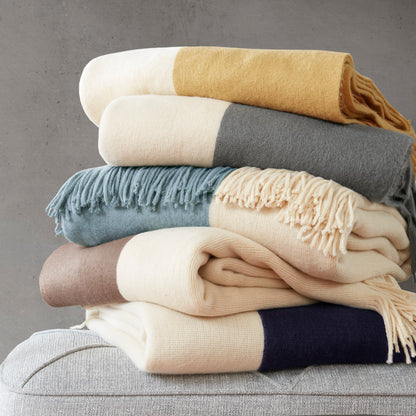 Stockholm Color Block Faux Cashmere Throw - Aqua