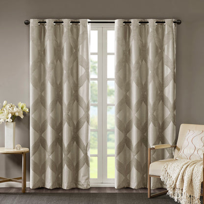 Bentley Ogee Knitted Jacquard Total Blackout Curtain Panel - Taupe