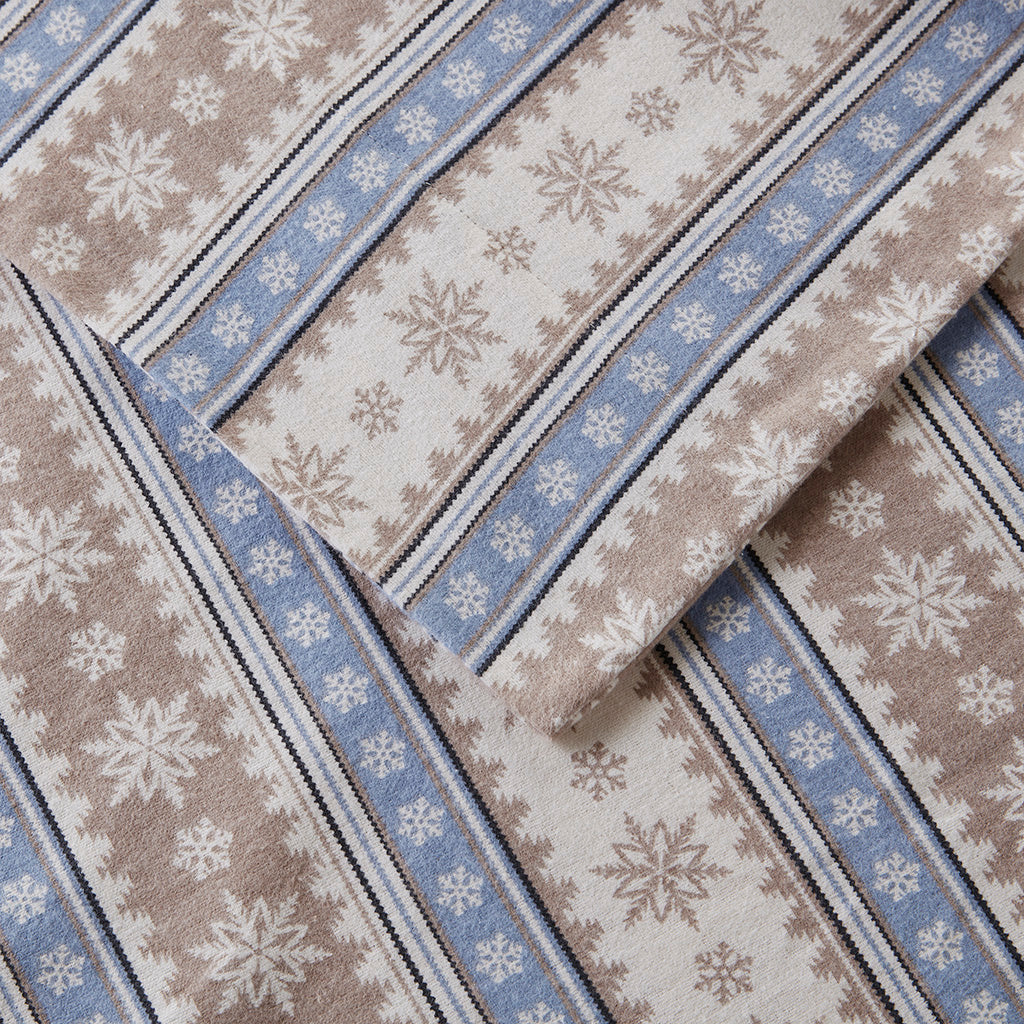 Cotton Flannel Sheet Set - Blue Snowflake