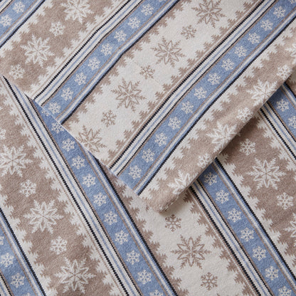 Cotton Flannel Sheet Set - Blue Snowflake