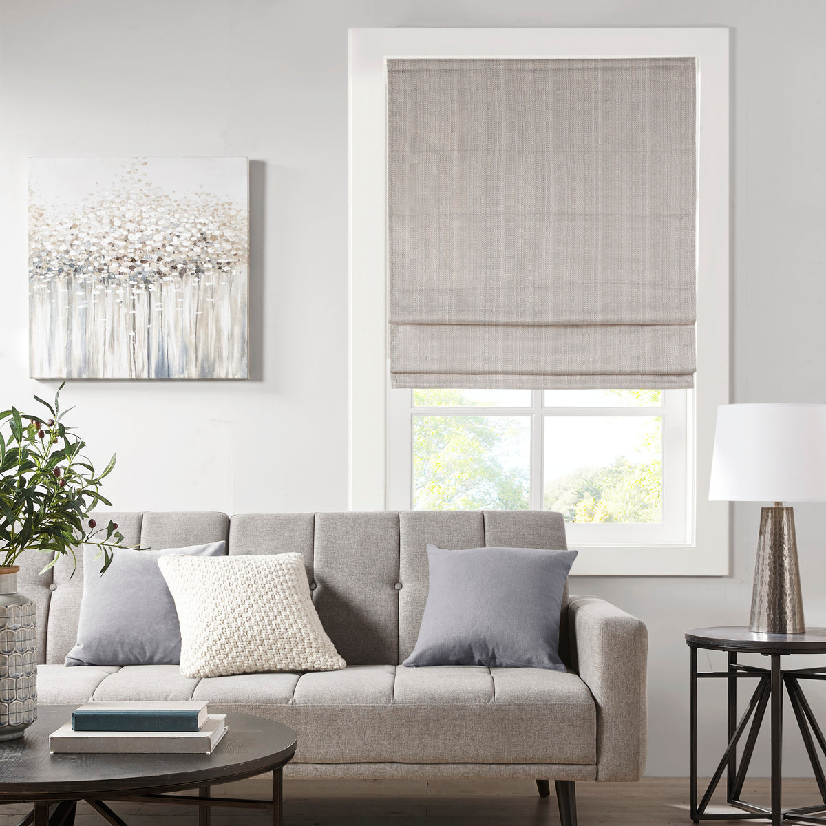 Galen Basketweave Cordless Roman Shade Collection - Taupe