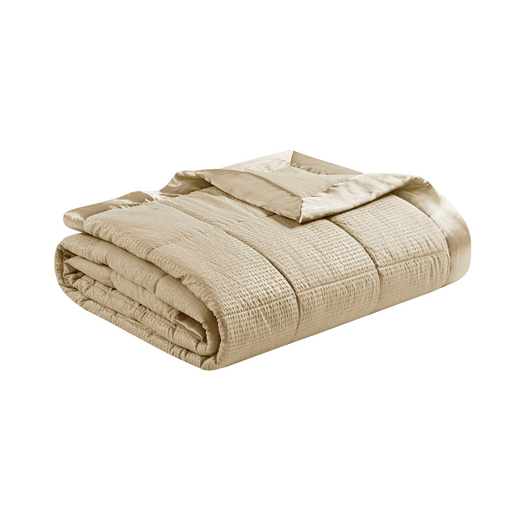 Cambria Oversized Down Alternative Blanket with Satin Trim - Taupe