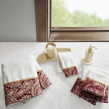 Aubrey 6 Piece Jacquard Towel Set - Burgundy