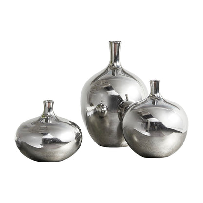 Ansen Mirrored Ceramic Decorative Vases 3-piece set - Silver