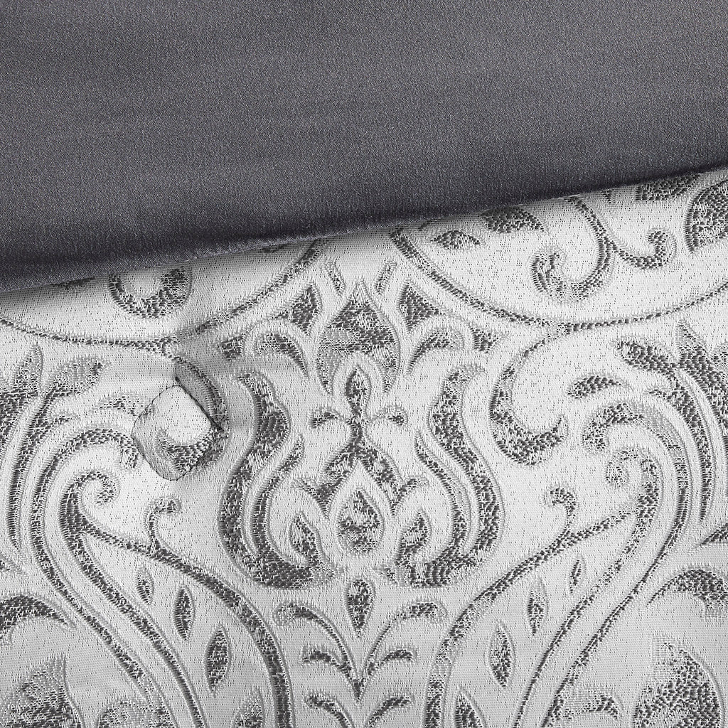 Emilia 12 Piece Jacquard Comforter Set with Bed Sheets - Silver