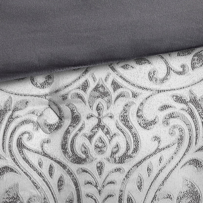 Emilia 12 Piece Jacquard Comforter Set with Bed Sheets - Silver