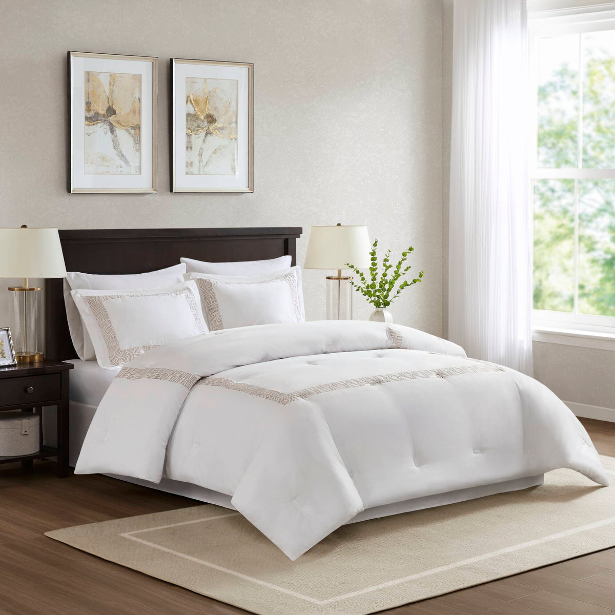 Nile 4 Piece Cotton Sateen With Embroidery Oversized Comforter Set - Multi