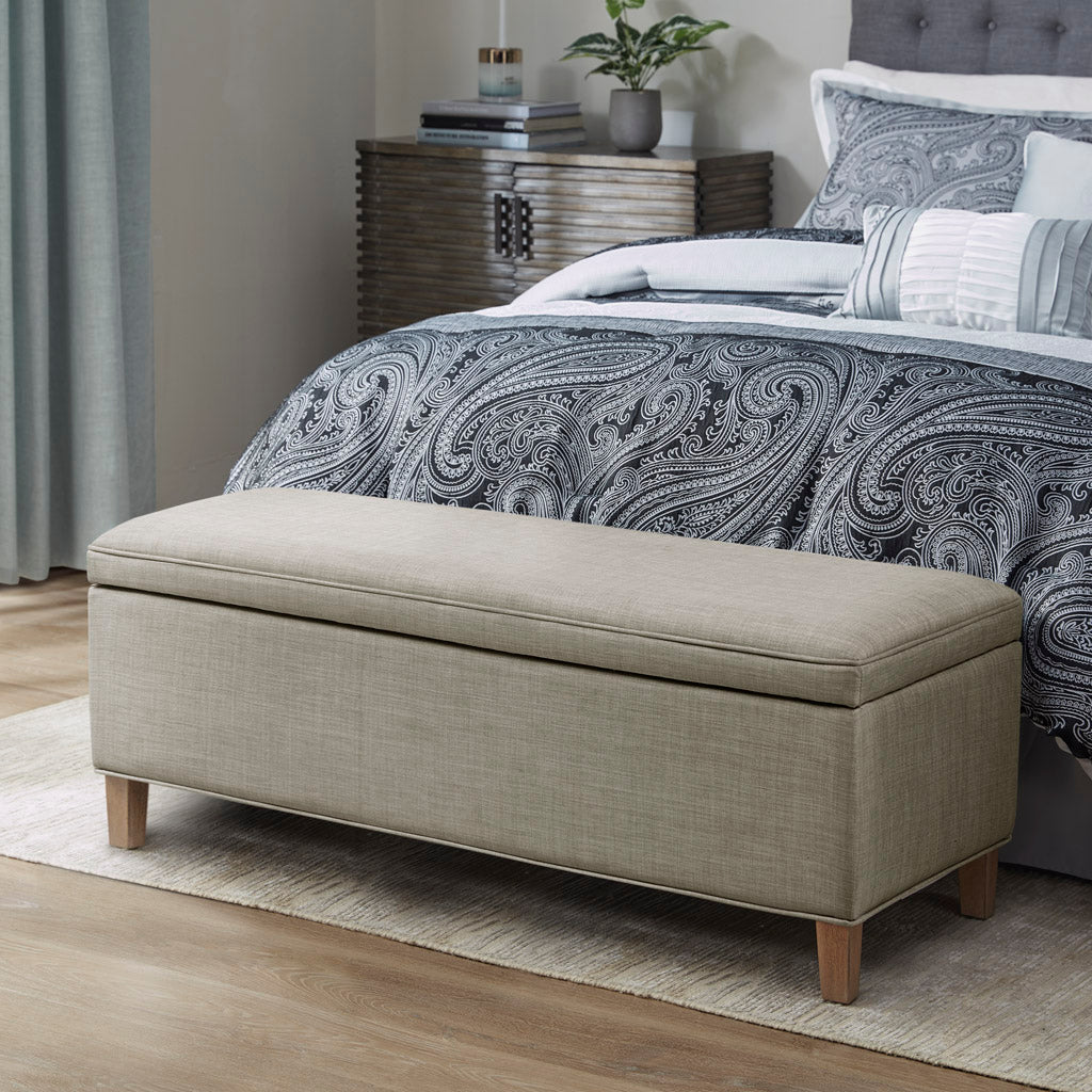 Caymus Rectangular Soft Close Storage Bench - Light Grey