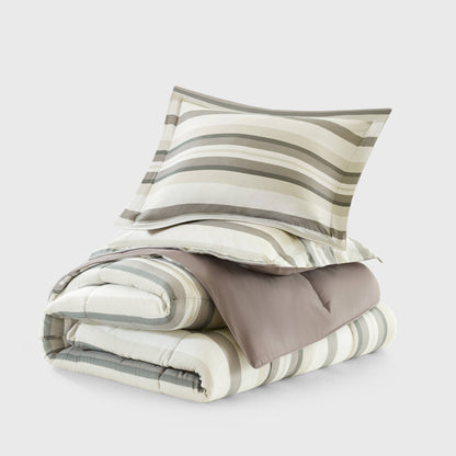 Parkston 3M Scotchgard Down Alternative All Season Comforter Set - Taupe Wesley Stripe