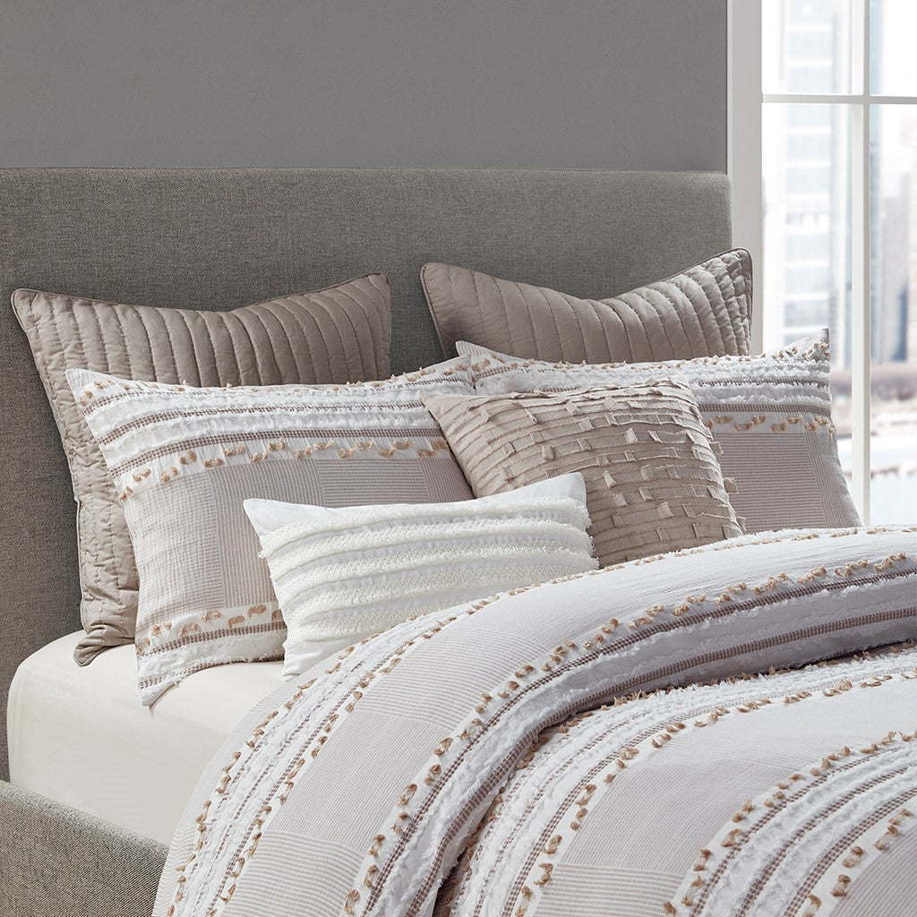 Lennon Organic Cotton Jacquard Duvet Cover Set