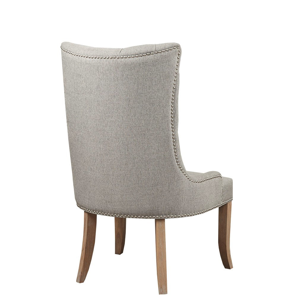 Lucas Light Grey Button Tufted Captain Accent Chair