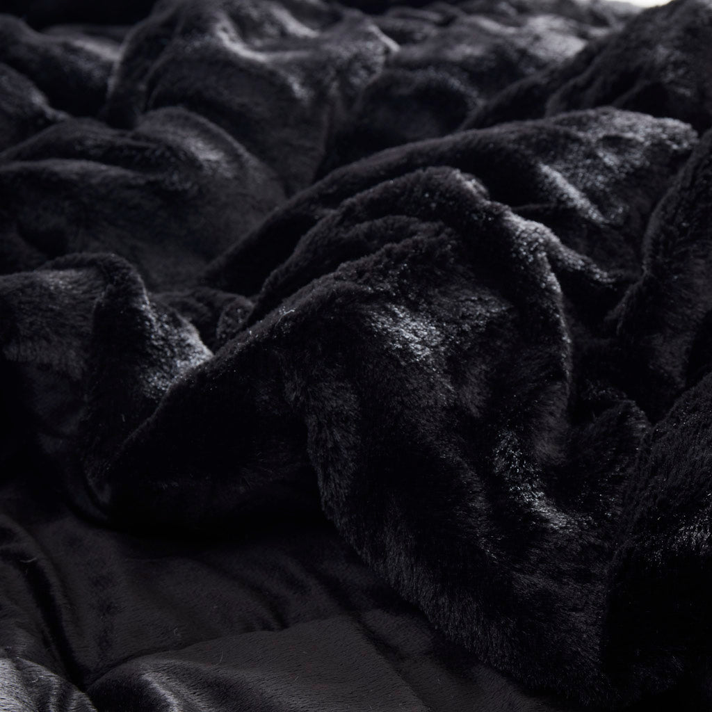 Gia Faux Fur Comforter Mini Set - Black