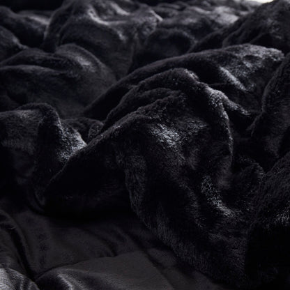 Gia Faux Fur Comforter Mini Set - Black