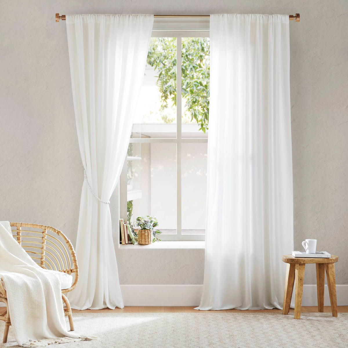 Lexus Rod Pocket with Back Tab Privacy Curtain Pair - White