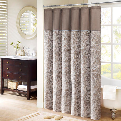 Aubrey Jacquard Shower Curtain - Blue/Brown