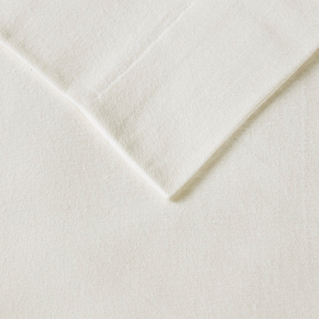 Cozy Cotton Flannel Printed Sheet Set - Ivory Solid