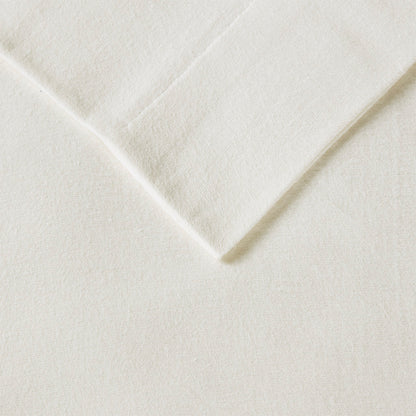 Cozy Cotton Flannel Printed Sheet Set - Ivory Solid