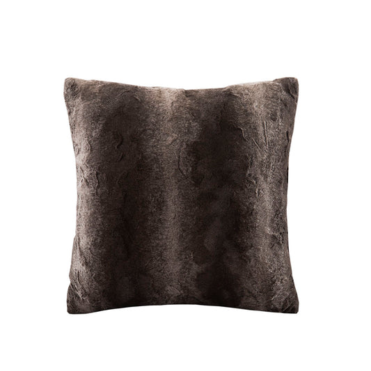 Zuri Faux Fur Square Pillow - Brown