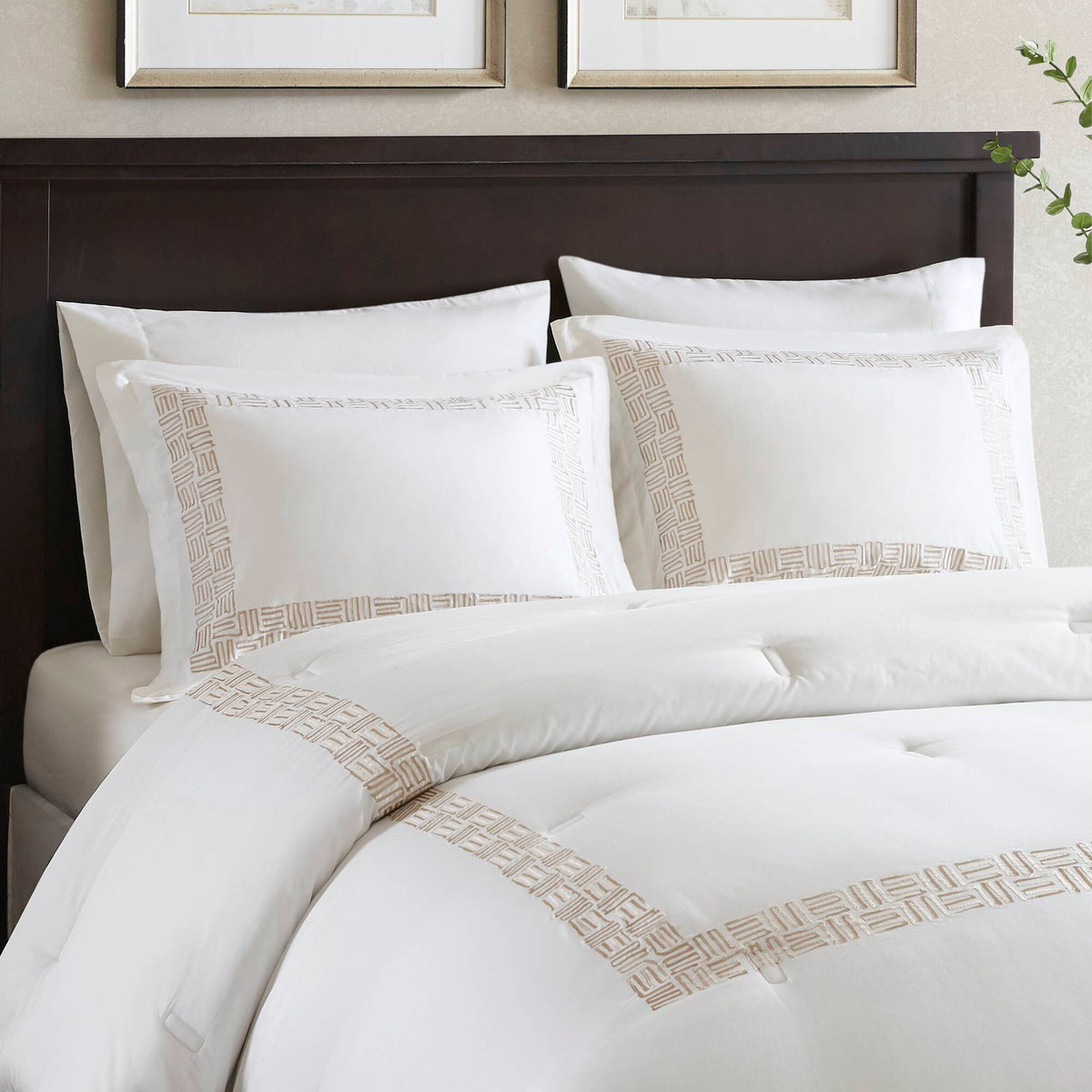 Nile 4 Piece Cotton Sateen With Embroidery Oversized Comforter Set - Multi