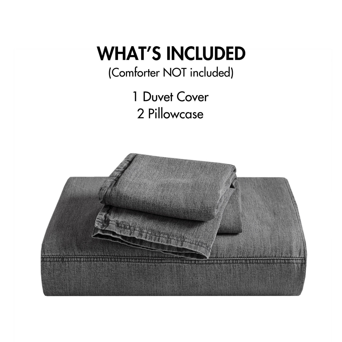 Mckenzie Cotton Twill Washed Duvet Set - Grey