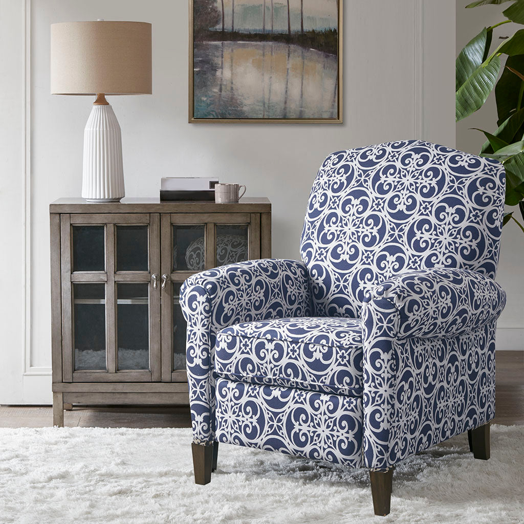 Kirby Push Back Recliner - Navy Multi
