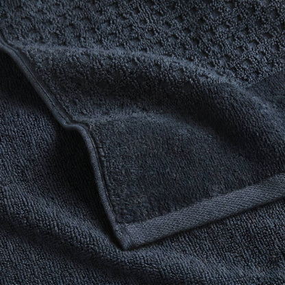 Spa Waffle Cotton Jacquard Bath Towel 6 Piece Set - Navy