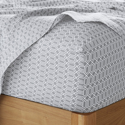 144 Thread Count Cotton Printed Sheets - Diamond Grey