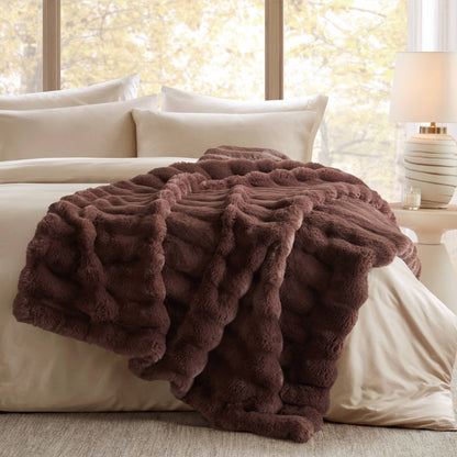 Vivienne Faux Fur Throw - Channel Brown