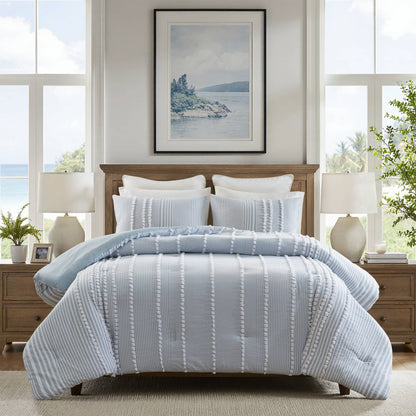 Anslee 3 Piece Cotton Yarn Dyed Comforter Set - Blue