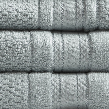 Adrien Super Soft Cotton Quick Dry Bath Towel 6 Piece Set - Silver
