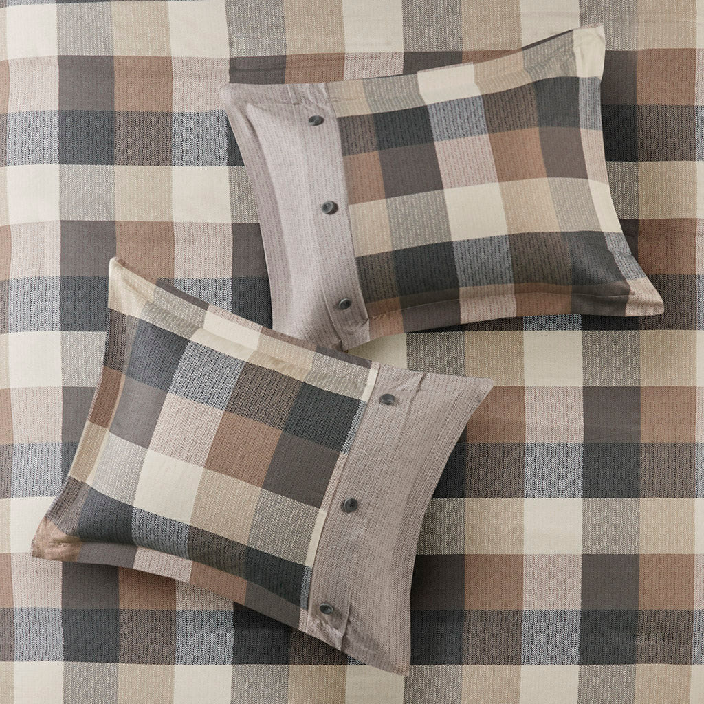 Ridge 6 Piece Herringbone Duvet Cover Set - Neutral